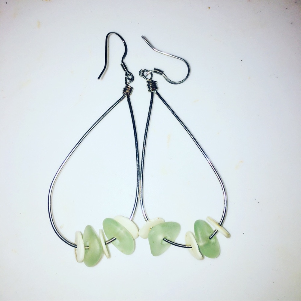 Sea-glass Teardrop Earrings